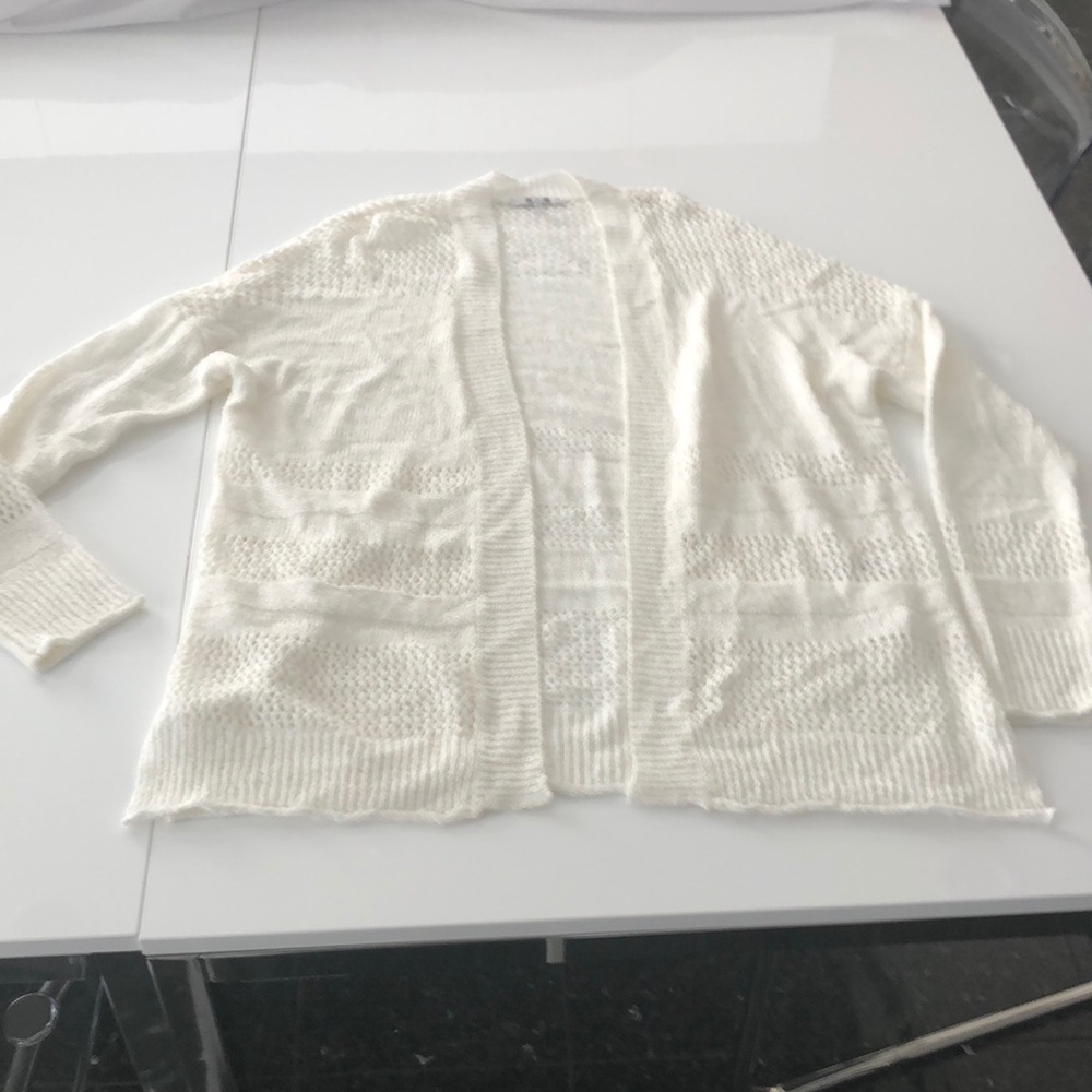 Three dots white crochet open Cardigan Brand New